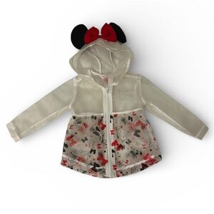 Minnie Mouse Clear Raincoat Girls 2T Jacket Ears Bow Hood Zipper Disney Jr.